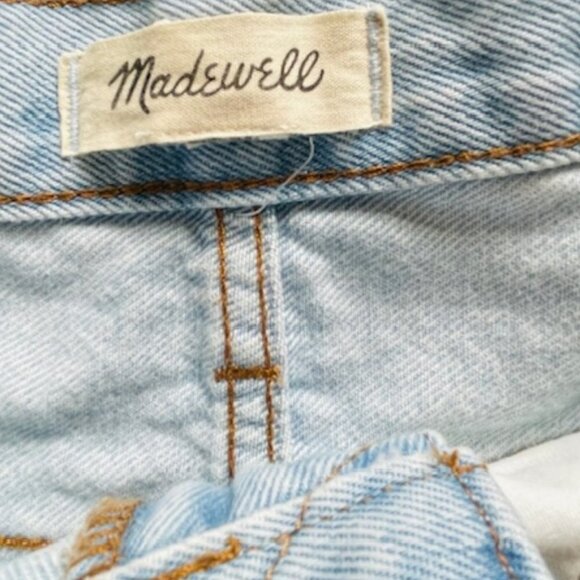 MADEWELL Relaxed Denim Cut Off Raw Hem Shorts in Essen Wash 28 ND178 - Picture 6 of 6